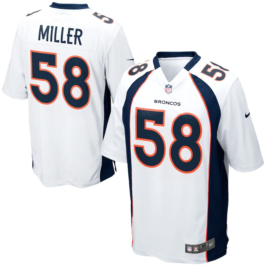 Men Denver Broncos #58 Von Miller Nike White Game NFL Jersey->denver broncos->NFL Jersey